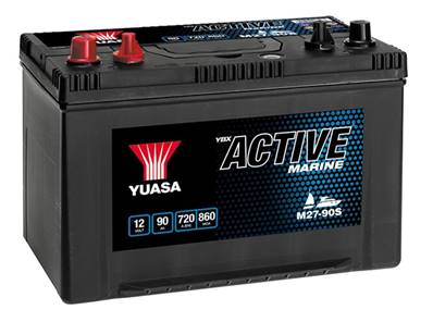 Batterie marine Yuasa M27-90S 12V 90Ah 720A/860A doubles bornes. Garantie 1 an