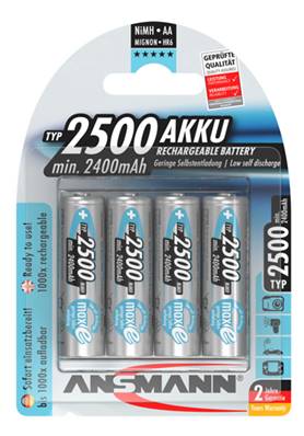 Piles rechargeables Ansmann E-Max LR06/AA 1.2V 2500mAh blister de 4