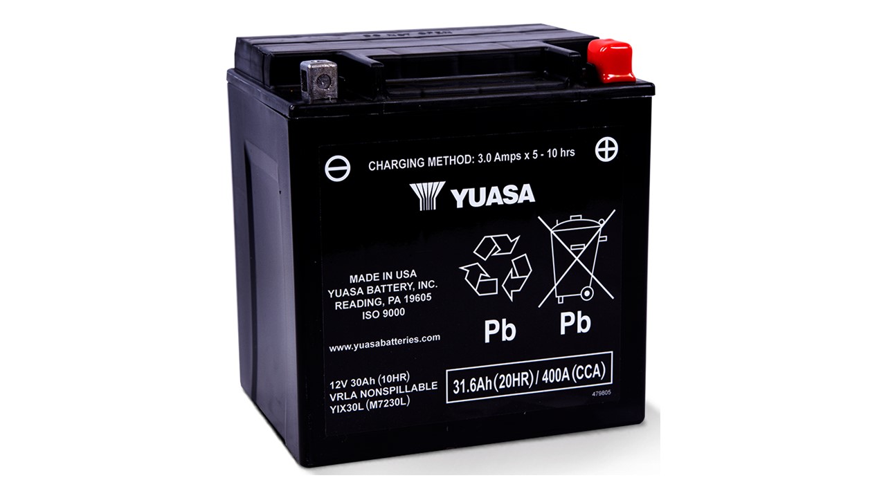 Batterie moto Yuasa YIX30L-BS 12V 30Ah 385A +D. Garantie 1 an