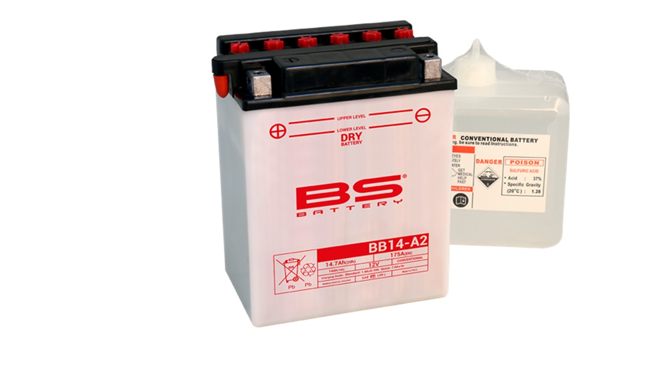 Batterie moto BS Battery YB14-A2 12V 14Ah 175A +G. Garantie 6 mois