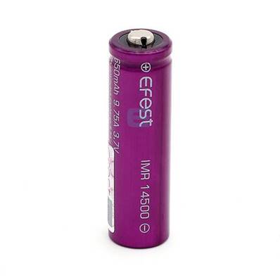 Accu Efest 14500 AA 3.7V 650mAh Li-ion avec téton + . Garantie 6 mois