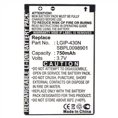 Batterie LG LGIP-430N 3.7V 750mAh. Garantie 1 an
