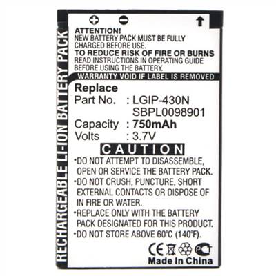 Batterie type LG LGIP-430N / SBPL0098901 3.7V 750mAh. Garantie 1 an