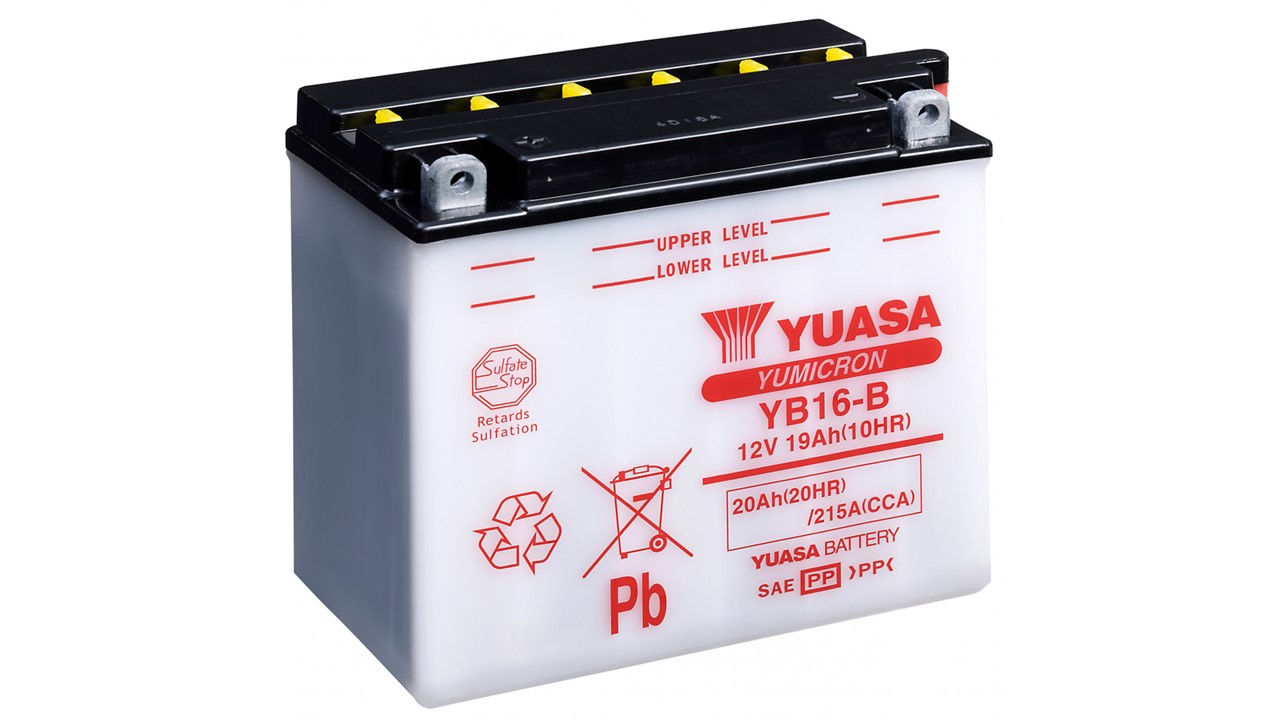 Batterie moto Yuasa YB16-B 12V 20Ah 215A +G. Garantie 1 an