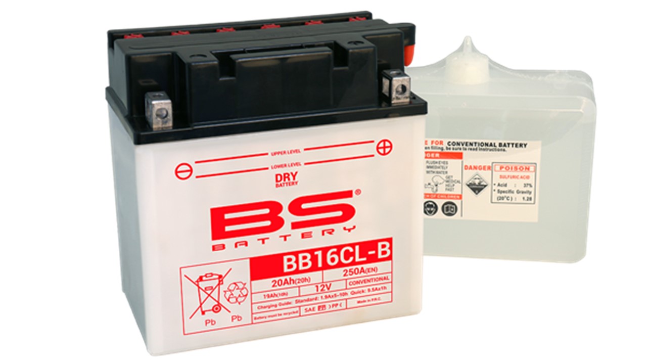 Batterie moto BS Battery YB16CL-B 12V 19Ah 250A +D . Garantie 6 mois
