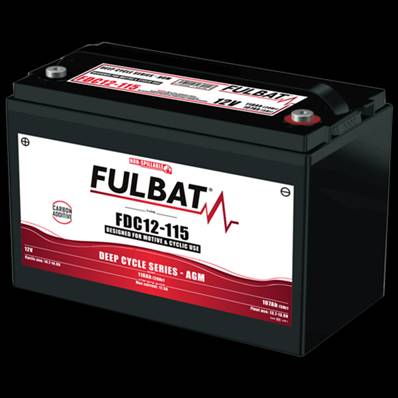 Batterie Fulbat AGM Carboné FDC12-115AGM 118Ah/C20 - 107Ah/C5 +G. Garantie 1 an