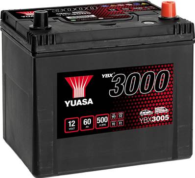 Batterie Yuasa YBX3005 12V 60Ah 500A-D23D. Garantie 2 ans