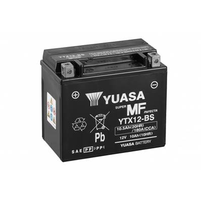 Batterie moto Yuasa YTX12-BS 12V 10Ah 180A +G. Garantie 1 an
