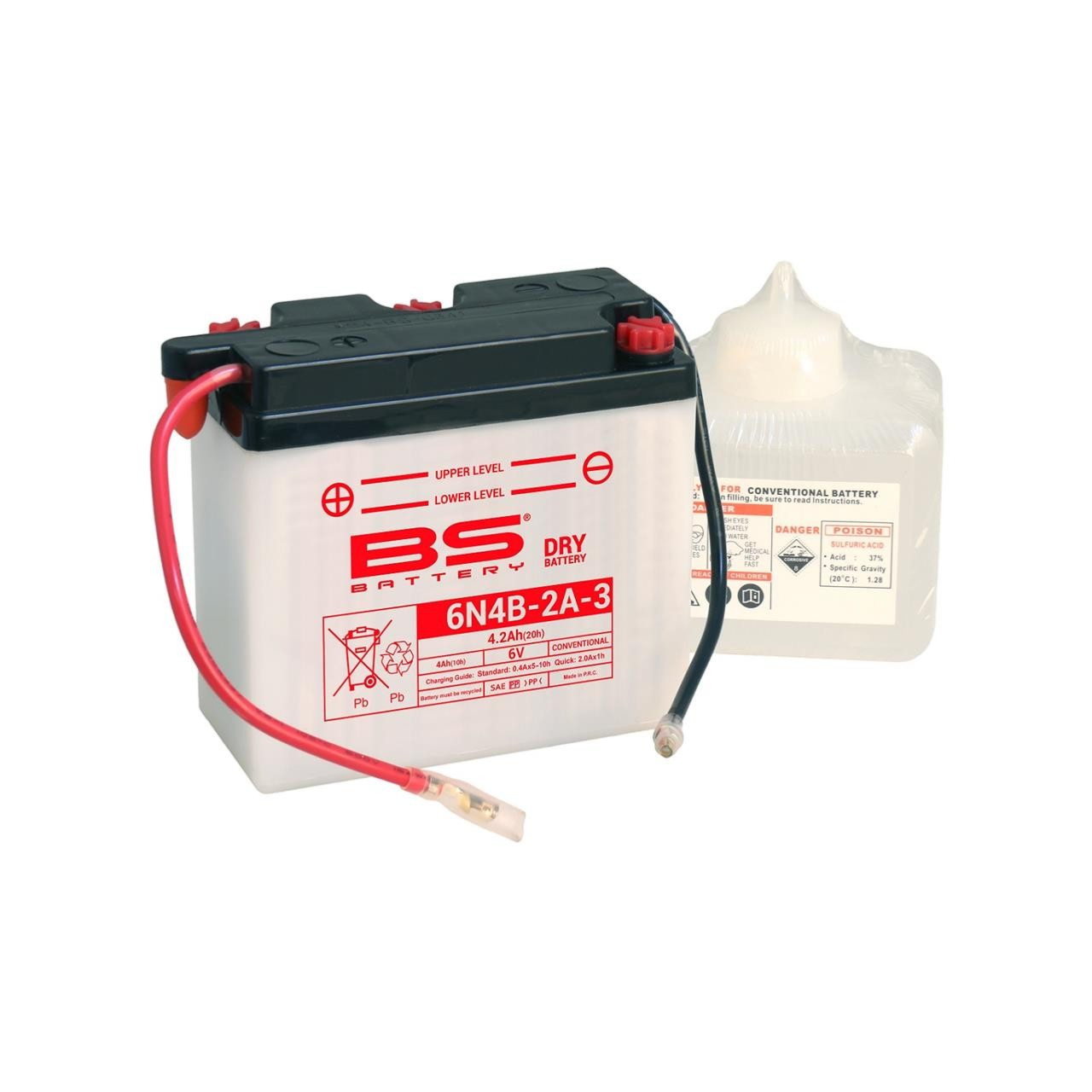Batterie moto BS Battery 6N4B-2A-3 6V 4.2Ah +G. Garantie 6 mois