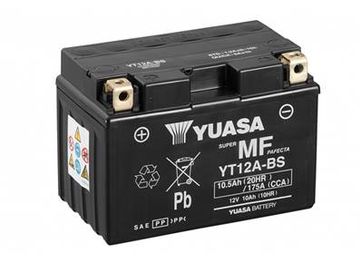 Batterie moto Yuasa YT12A-BS 12V 10Ah 175A. Garantie 1 an
