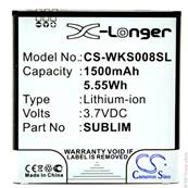 Batterie type Wiko Blush/4050/Sublim 3.7V 1500mAh. Garantie 1 an