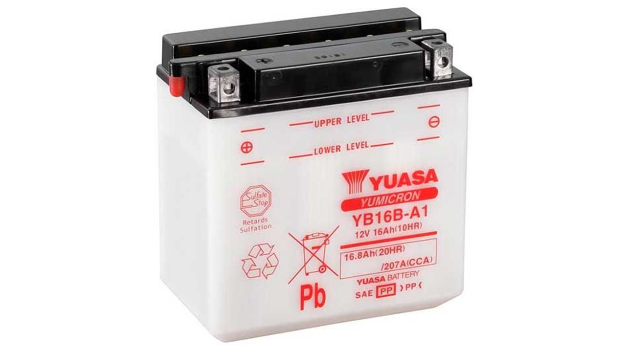 Batterie moto Yuasa YB16B-A1 12V 16Ah 207A +G. Garantie 1 an