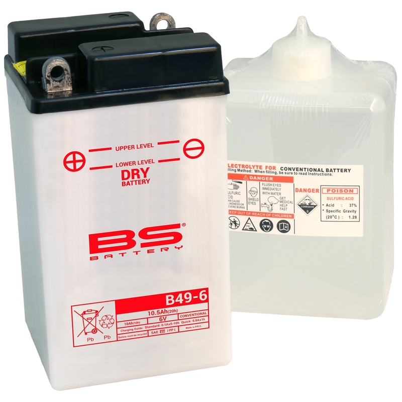 Batterie moto BS Battery B49-6 6V 10Ah. Garantie 6 mois