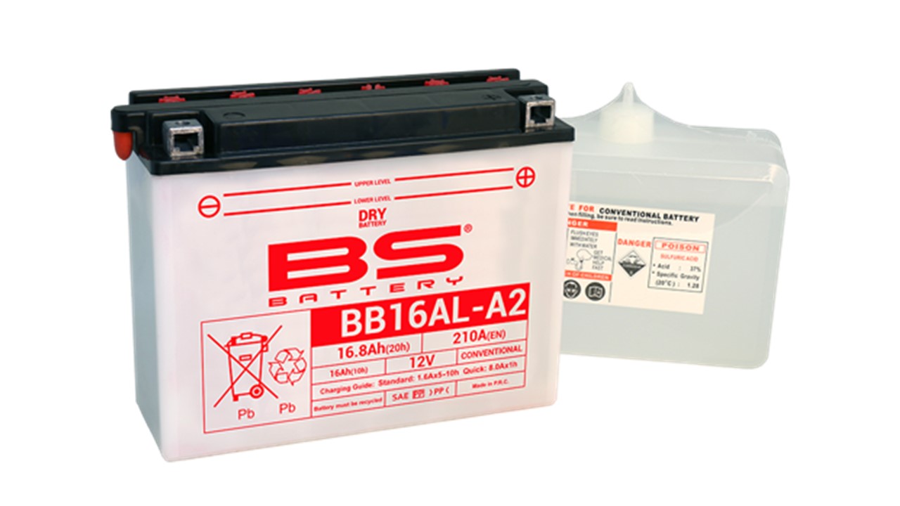 Batterie moto BS Battery YB16AL-A2 12V 16Ah 210A +D. Garantie 6 mois