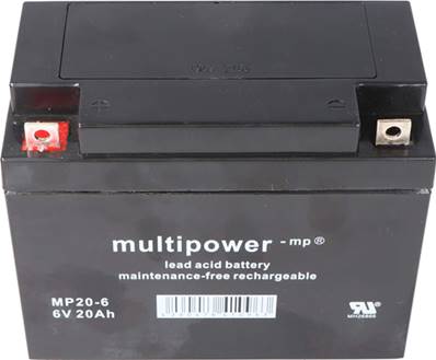 Batterie AGM MP20-6 6V 20Ah. Sortie Bornes à visser +G. Garantie 6 mois