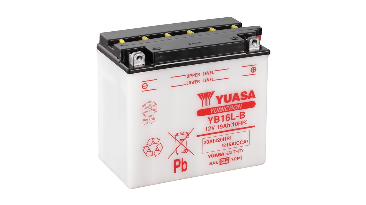 Batterie moto Yuasa YB16L-B 12V 19Ah 215A +D. Garantie 1 an