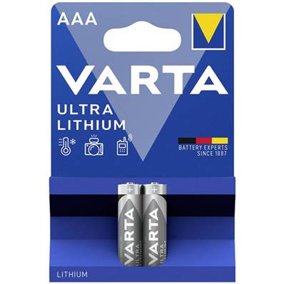 Piles Varta ultra lithium AAA/ LR03 1.5V Lithium blister de 2