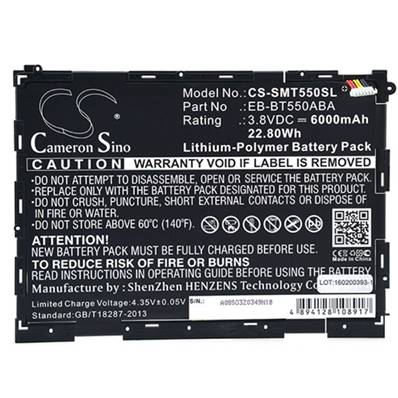 Batterie tablette Samsung EB-BT550ABE / SM-T550 3.8V 6000mAh. Garantie 1 an