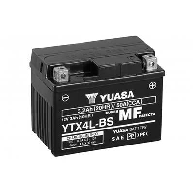 Batterie moto Yuasa YTX4L-BS 12V 3Ah 50A+D. Garantie 1 an