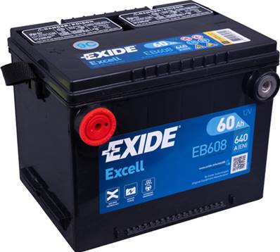 Batterie Exide EB558/EB608 12V 60Ah 640A. Garantie 2 ans