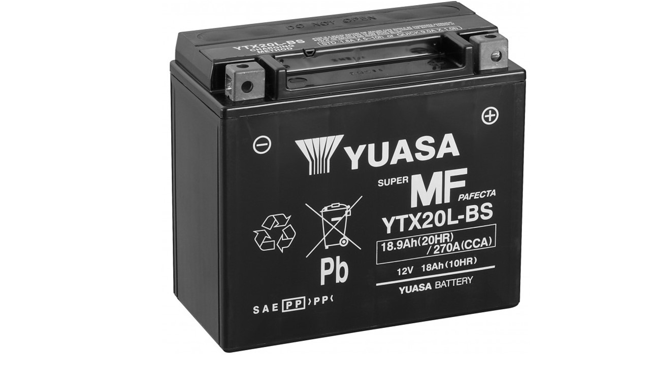 Batterie moto Yuasa YTX20L-BS 12V 18Ah 270A +D. Garantie 1 an