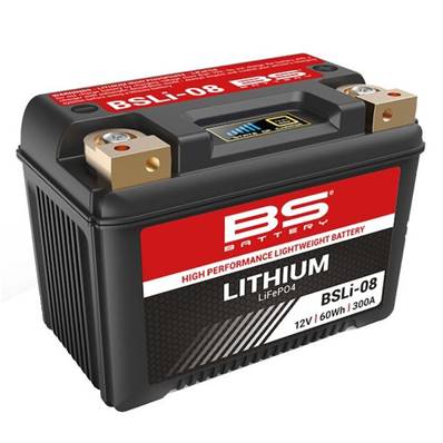 Batterie moto BS Battery BSLI-08 12V 300A CCA +D. Garantie 6 mois