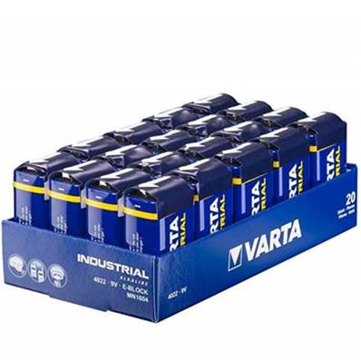 Piles Varta 6LR61 industrielles 9V Alcalines boîte de 20 piles