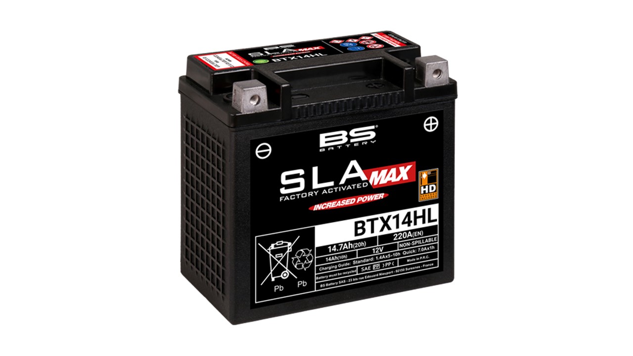 Batterie moto BS Battery SLA MAX YTX14HL/GYZ16HL12V 14.7Ah 220A. Garantie 6 mois