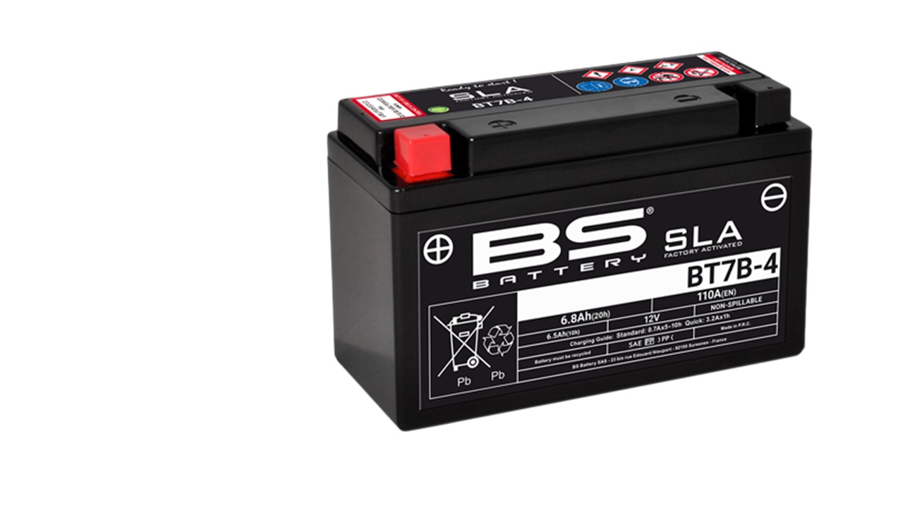 Batterie moto BS Battery YT7B-4 / YT7B-BS 12V 6.5Ah 110A +G. Garantie 6 mois