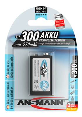 Pile rechargeable Ansmann E-Max 9V 300mAh NI-MH