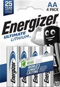 Piles Energizer ultra lithium AA/ LR06/L91 1.5V Lithium blister de 4 piles