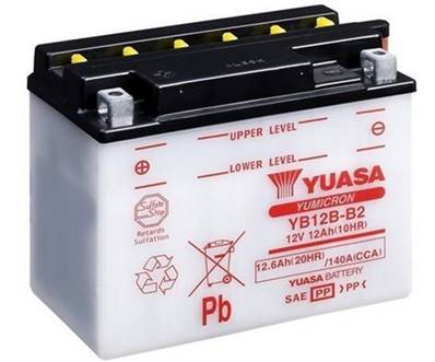 Batterie moto Yuasa YB12B-B2 12V 12A 140A +G. Garantie 1 an