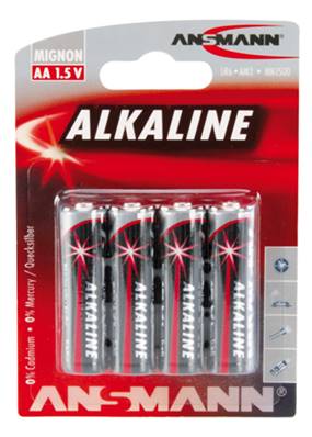 Piles Ansmann AA/ LR06 1.5V Alcalines blister de 4