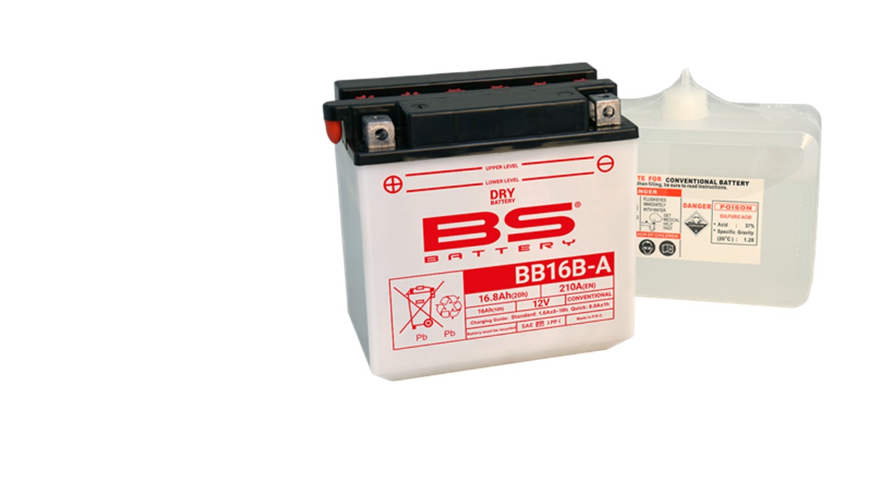 Batterie moto BS Battery YB16-BA /YB16-BA-1 12V 16Ah 207A +G. Garantie 6 mois
