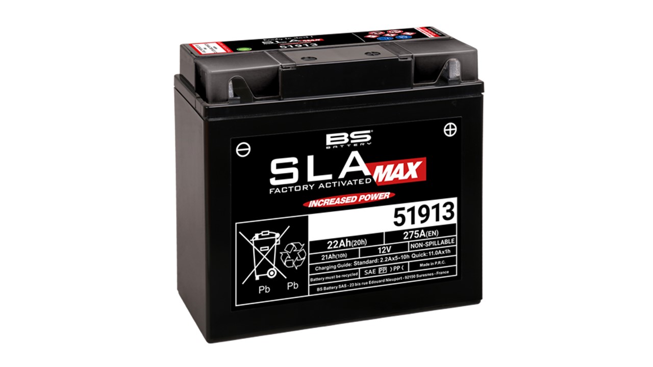 Batterie moto BS 51913 SLA MAX 12V 22Ah 250A. Garantie 6 mois
