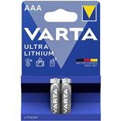 Piles Varta ultra lithium AAA/ LR03 1.5V Lithium blister de 2