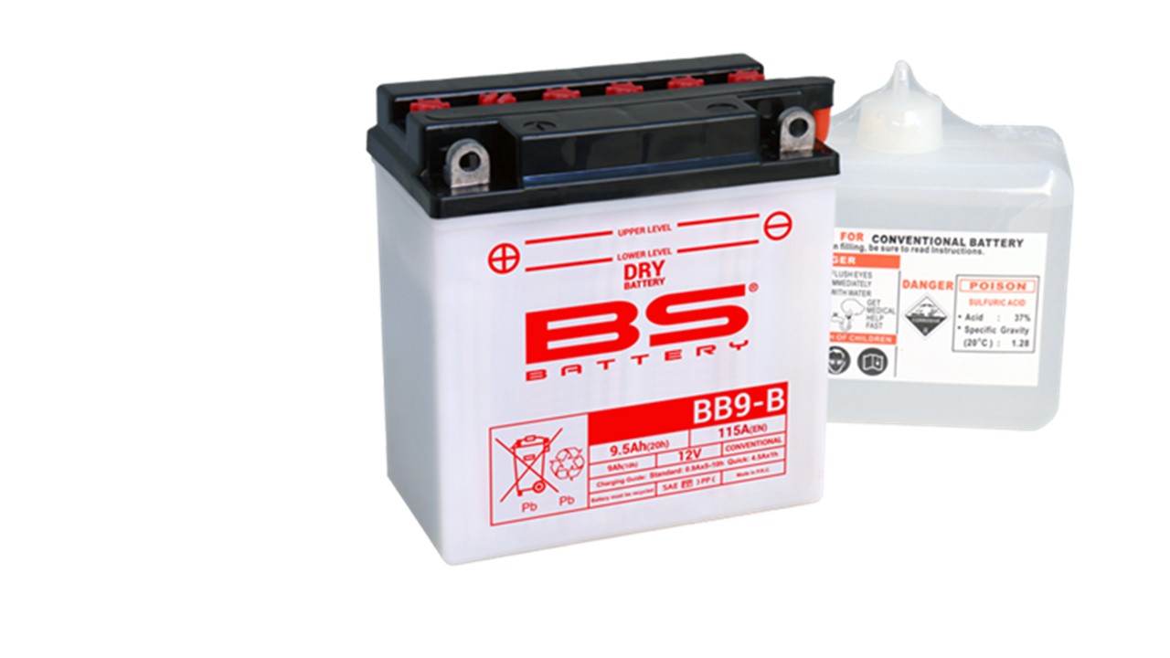 Batterie moto BS Battery YB9-B 12V 9.5Ah 100A +G . Garantie 6 mois