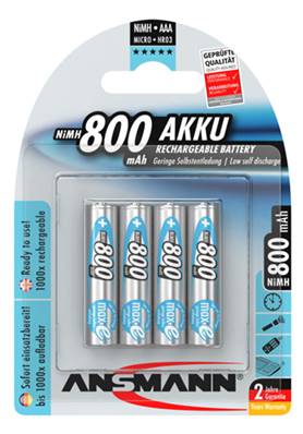 Piles rechargeables Ansmann E-Max LR03 / AAA 1.2V 800mAh blister de 4 piles