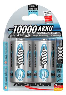 Piles rechargeables Ansmann LR20 / D 1.2V 10 000mAh blister de 2