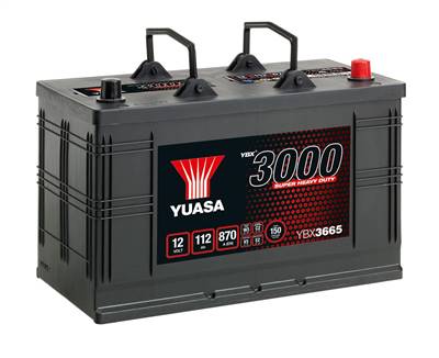 Batterie Yuasa YBX3665 12V 112Ah 870A-C13D avec talons. Garantie 2 ans