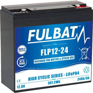 Batterie LITHIUM LIFEPO4 FULBAT FLP12-24 12.8V 24AH. Garantie 6 mois