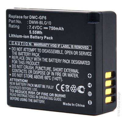 Batterie Panasonic DMW-BLG10/BLG10E/DMW-BLE9/BP-DC15 7.4V 750mAh. Garantie 1 an