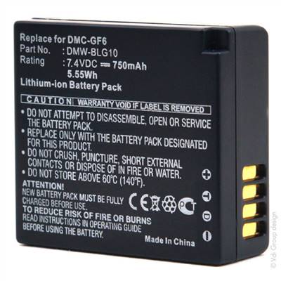 Batterie type Panasonic DMW-BLG10/BLG10E/DMW-BLE9 7.4V 770mAh. Garantie 1 an
