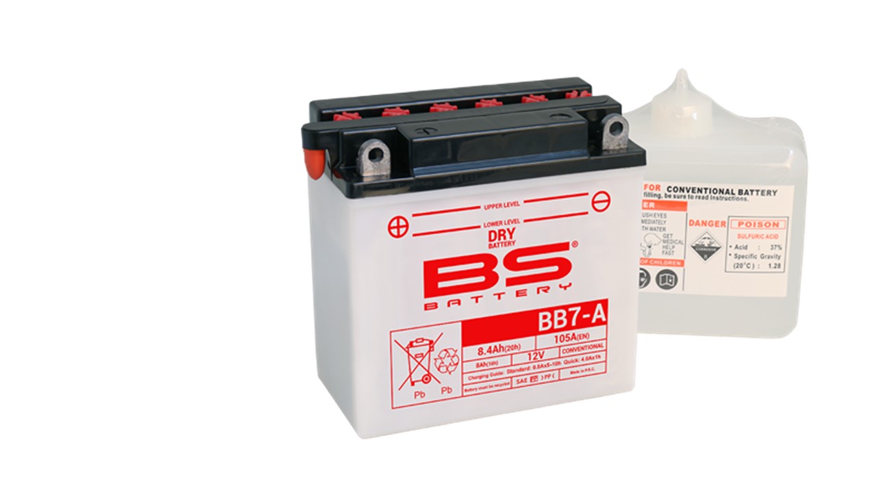 Batterie moto BS Battery YB7-A 12V 8Ah 105A +G. Garantie 6 mois
