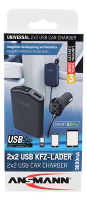 Chargeur Asmann 12/24V 9.6A 4 X USB 2 ports avant/arrière. Garantie 3 ans