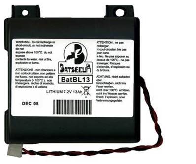 Pile alarme Batli13 7.2V 13Ah Lithium coque connecteur 3 pots 2 fils