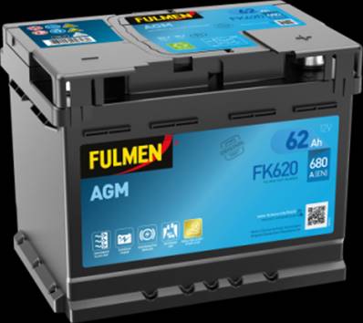 Batterie Fulmen FK620 AGM 12V 62Ah 680A-L2. Garantie 2 ans