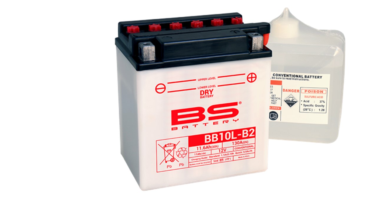 Batterie moto BS Battery YB10L-B2 12V 11Ah 130A +D. Garantie 6 mois