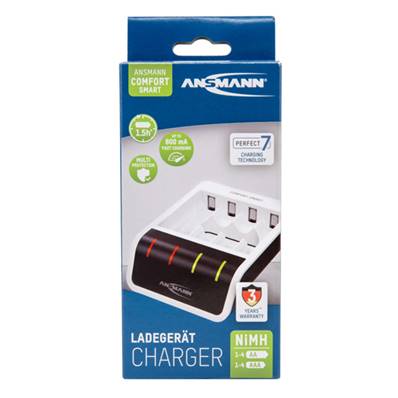 Chargeur Ansmann Comfort Smart pour 1 à 4 accus AA/AAA. Garantie 3 ans