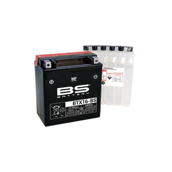 Batterie moto BS Battery YTX16-BS 12V 14Ah 230A +G. Garantie 6 mois